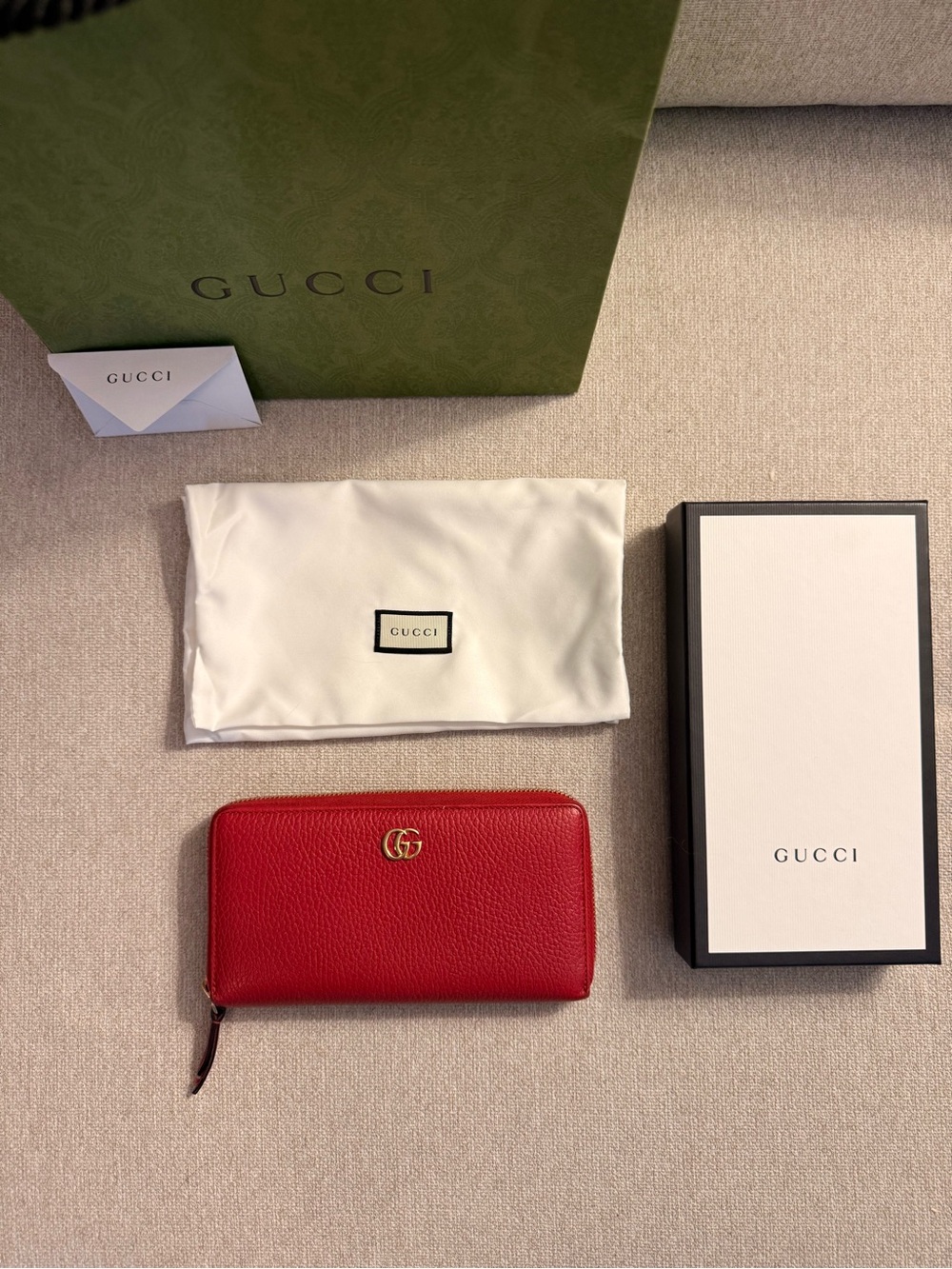 Gucci Red Zip-Around Leather Wallet